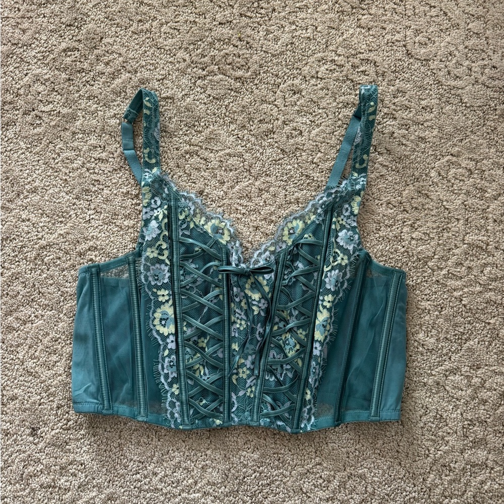 Victoria's Secret Turquoise Corset Floral Top